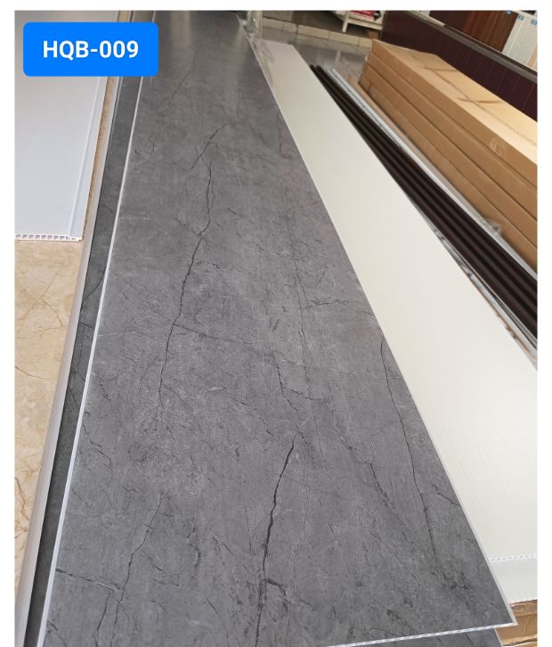 PVC wall panel HQB-009 abu gelap motif batu slate, Blitar