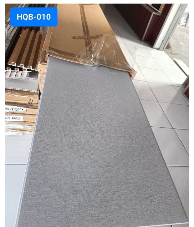 PVC wall panel HQB-010 abu tekstur linen, Blitar
